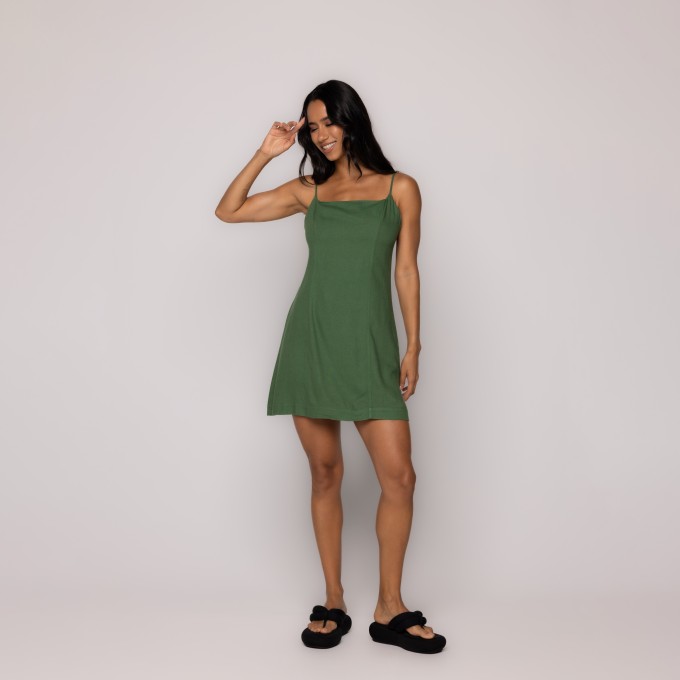 Vestido Curto Franzido Verde