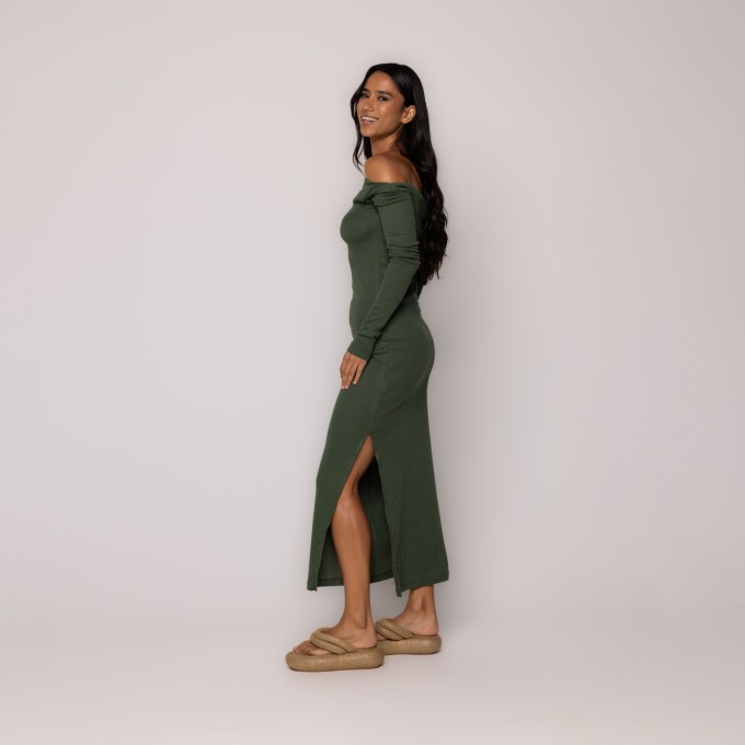 Vestido Cropped Decote Ombro