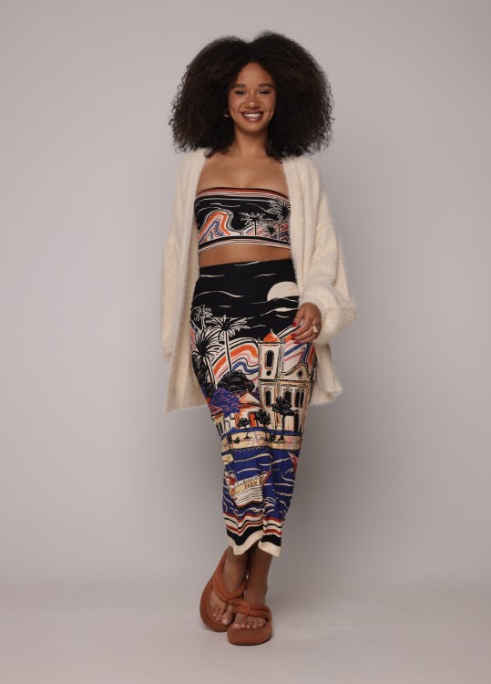 Cardigan Tricot Pelinho Bege Whitecap