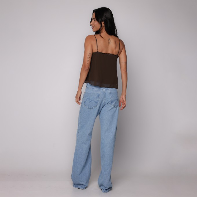 Blusa Acetinada Marrom Ebano