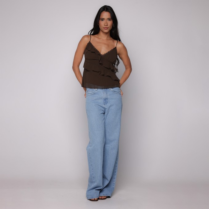 Blusa Acetinada Marrom Ebano