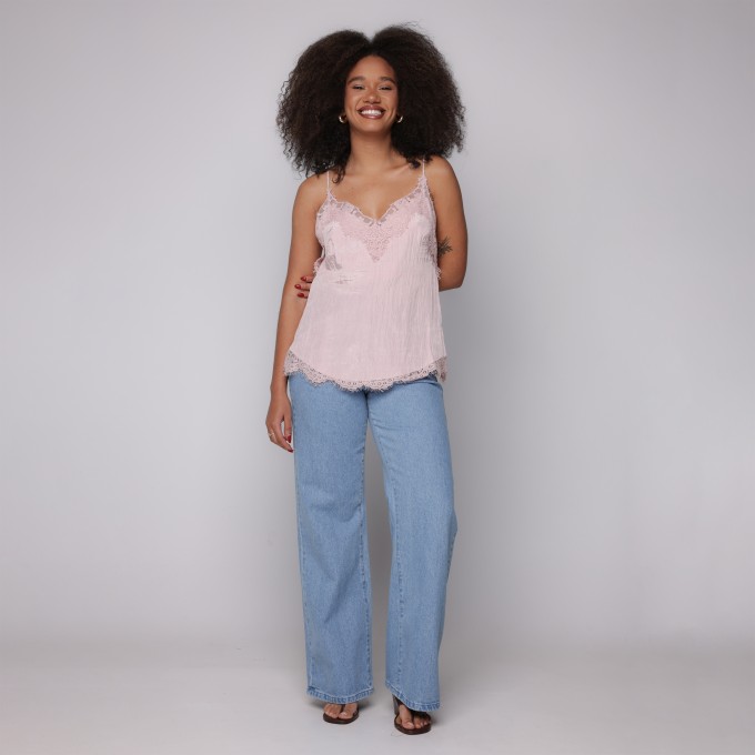 Blusa Alcinhas Renda Lilás Aixa