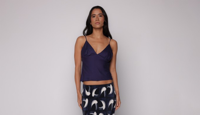 Blusa Alcinhas Azul Carbono