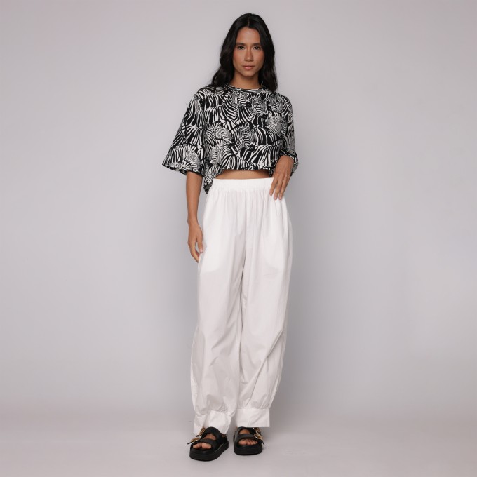 Calça Punho Branco Tela
