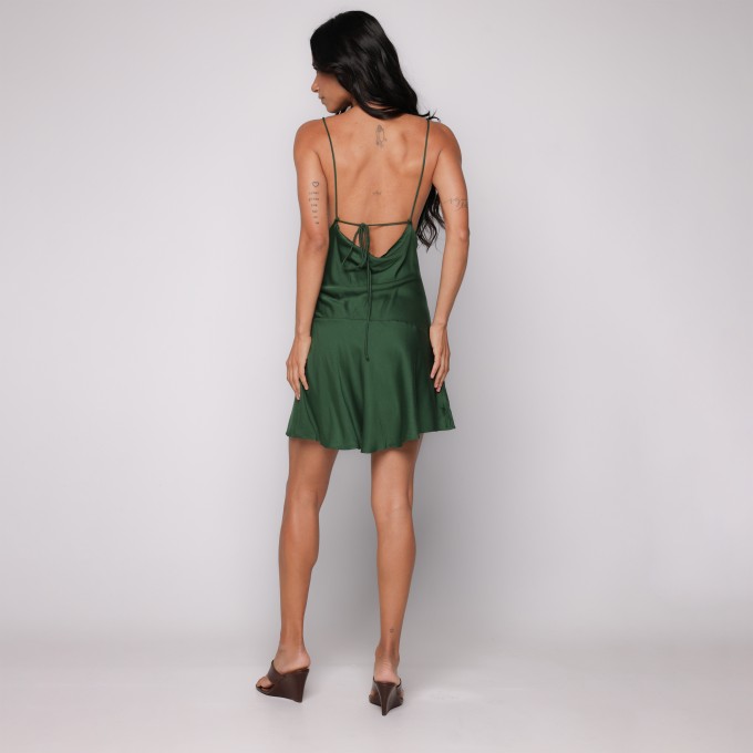 Vestido Degage Curto Verde Estandarte