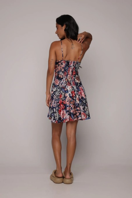 Vestido Curto Canteiro de Passarinhos