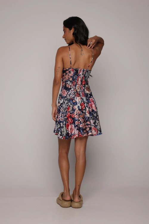 Vestido Curto Canteiro de Passarinhos