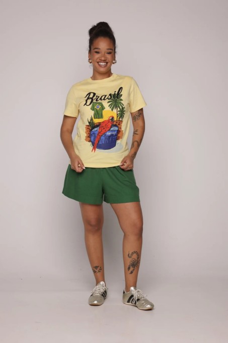 Tshirt Fit Arara Brasil Amarelo Orquídea