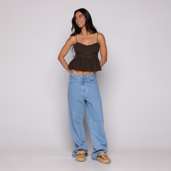 Blusa Alcinhas Aviamento Marrom Ébano