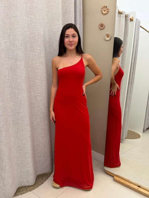 Vestido Longo Ombro Só Vermelho Amapola