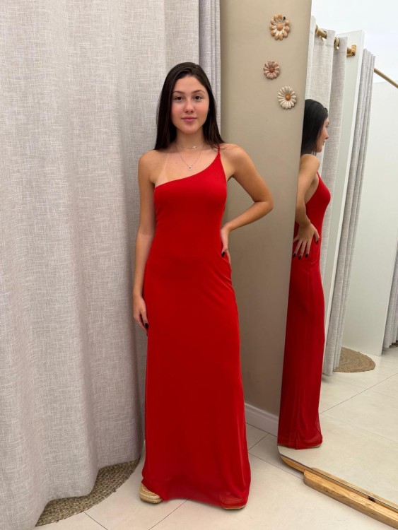 Vestido Longo Ombro Só Vermelho Amapola
